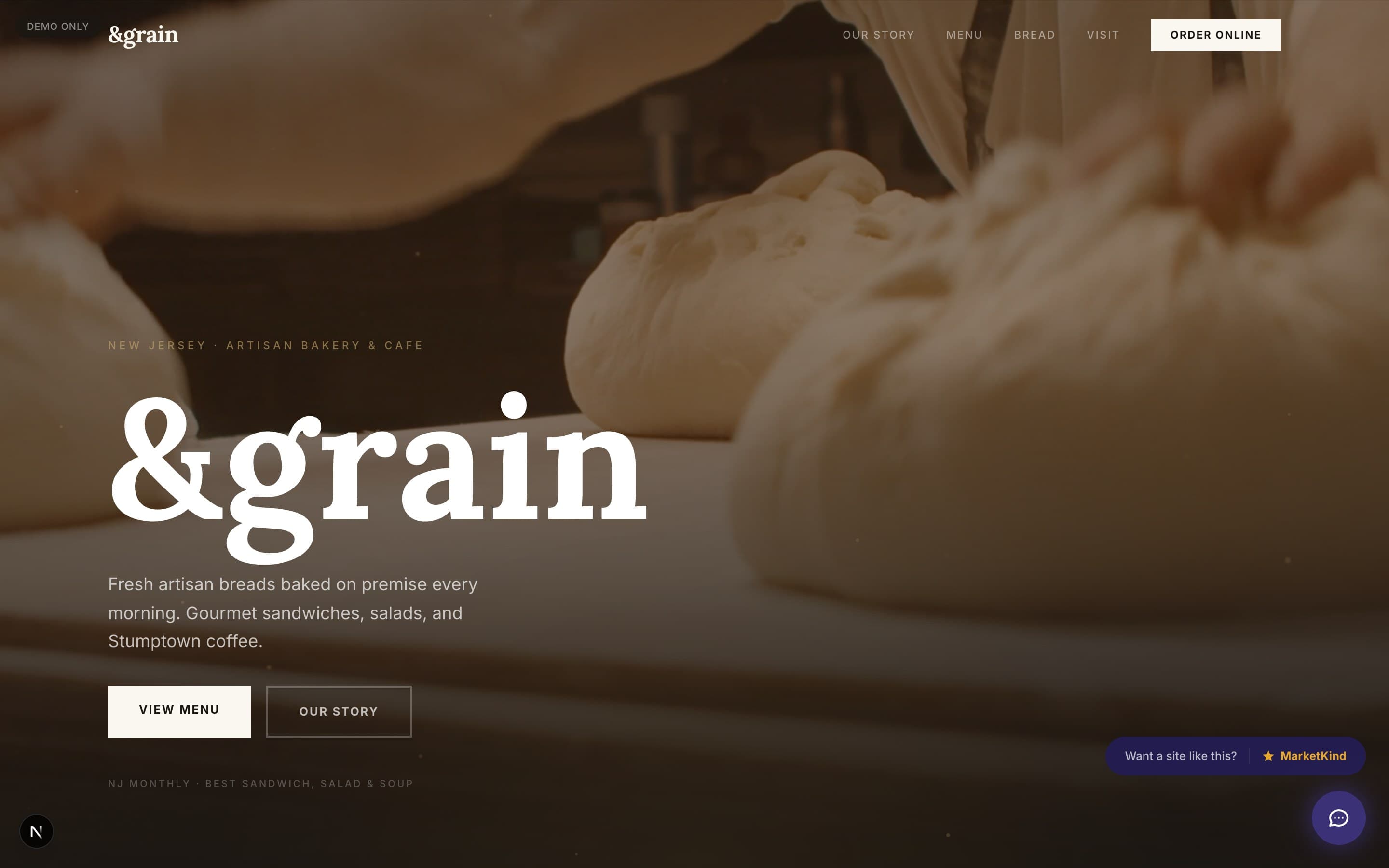 &grain demo website preview