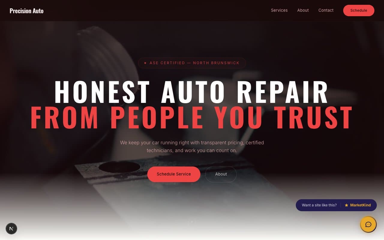 Precision Auto demo website preview