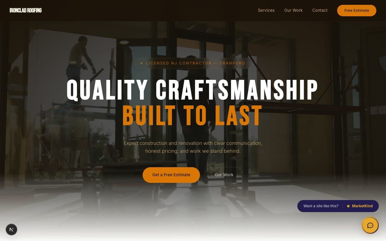 Ironclad Roofing demo website preview