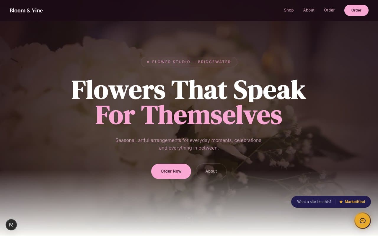 Bloom & Vine demo website preview