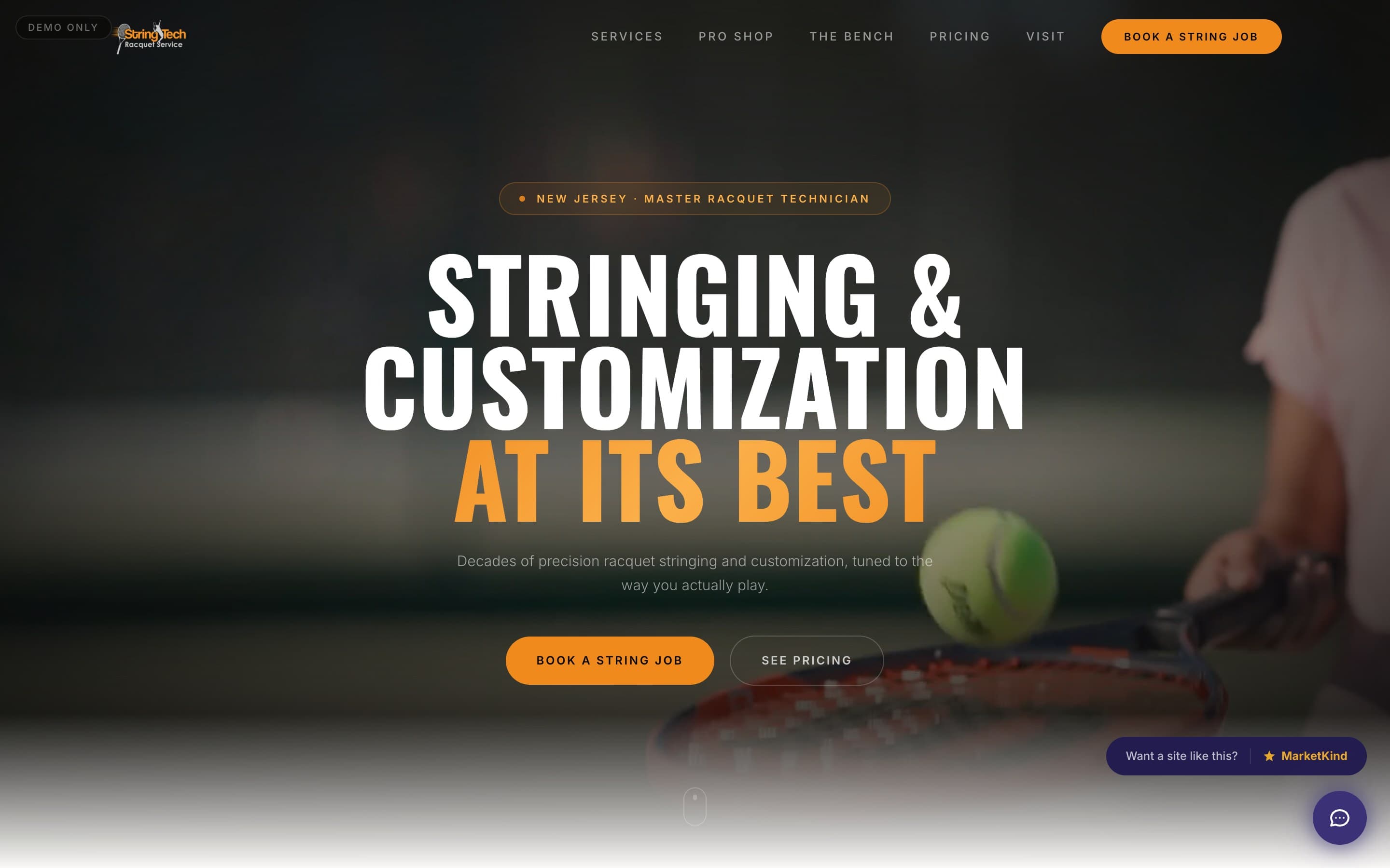 StringTech Racquet Service demo website preview
